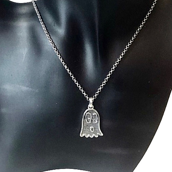 GUCCI Sterling Silver Ghost GG Monogram Necklace 21” Unisex NIB - Picture 8 of 17